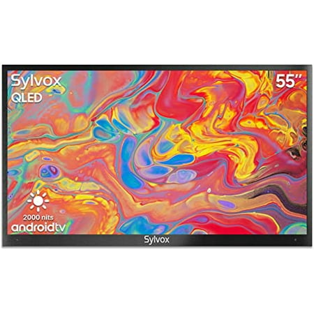 SYLVOX 55 inch Full Sun Outdoor TV, 2000 Nits 4K Smart QLED Television, IP55 Waterproof TV Built-in Google Play Voice Assistant and Chromecast(Pool Pro QLED Series)