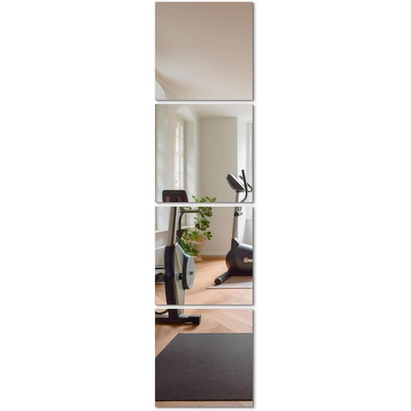 Wall Mirror Full Length (Glass, 10''x10''x 8PCS), Large Full Body Mirror Tiles for Door, Bedroom, Home Gym