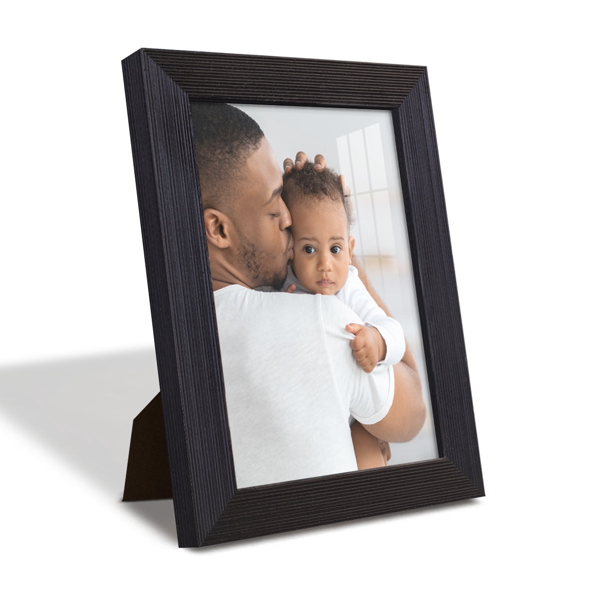 Grooved 5 in. x 7 in. Black Picture Frame Set (Set of 4)