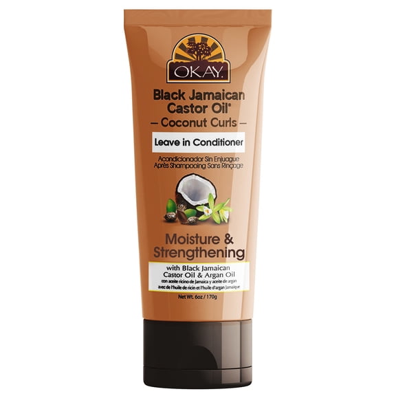 OKAY Black Jamaican Castor Oil Coconut Curls Leave-In Conditioner – Hydrating, Strengthening & Growth-Boosting Hair Care, 6 oz