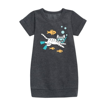 

Instant Message - Snorkel Cat - Toddler & Youth Girls Fleece Dress