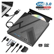 External CD DVD Drive with 4 USB Ports and TF/SD Card Slots Portable CD/DVD Disk Drive Player Burner Reader Writer for Laptop PC