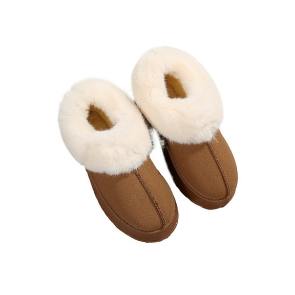 Women's Chestnut Plush Suede Trim Thick Sole Flat Snow Boots for Ultimate Comfort - [ZhiHiMeRi] | (US 6)37