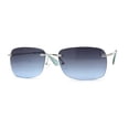 thumbnail image 2 of Womens Rimless Narrow Rectangle 90s Retro Sunglasses Silver Blue, 2 of 4