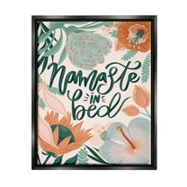 Stupell Industries Namaste In Bed Floral Botanical & Floral Painting Black Floater Framed Art Print Wall Art, 17 x 21