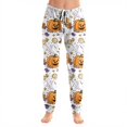 thumbnail image 2 of Wutalume Halloween Women's Print Pajama Pants - Cuffed Drawstring Ankle Pants with Pockets, Comfortable Casual Trousers for Fall Party Daily,Purple L, 2 of 5