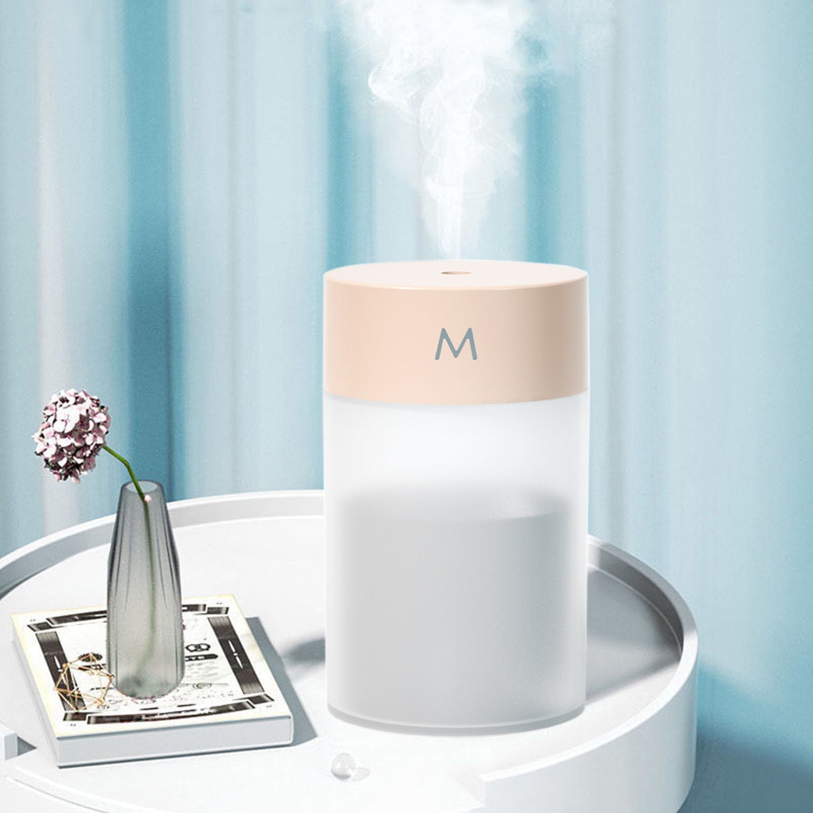 Weloille Cool Mist Humidifier for Bedroom, Babies and Plants, Ultra Quiet Mini Humidifier, Portable, Plastic Construction, in White, Gray, Pink