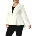 thumbnail image 1 of Agnes Orinda Women's Plus Size Blazer Button Notch Panel Ruffle Peplum Blazers 2X White, 1 of 6