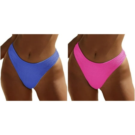 (2-Pack) Kcodviy Women low Waist Bikini Womens Swimsuit Tops Medium Bottoms Swim Briefs Beach 1 Cute Swimsuits for Women Shorts Ruched Bottom Swim Bottom Full Coverage Swimsuit Bottom Swimbottom