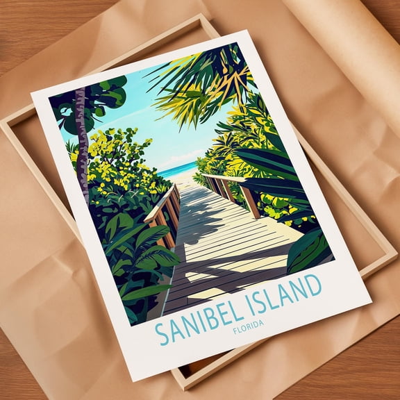 Sanibel Island Florida Gulf Coast Shell Beach Nature Wall Art, Unframed Canvas 8x10in