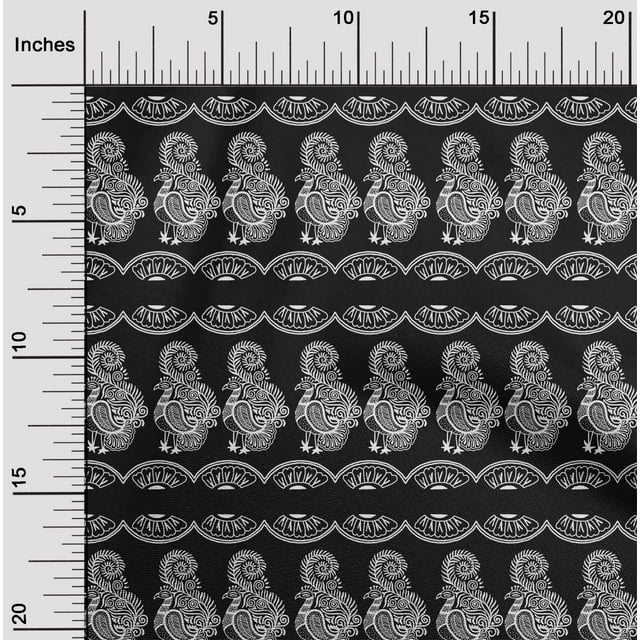 oneOone Silk Tabby Fabric Floral & Bird Block Decor Fabric Printed BTY 42 Inch Wide