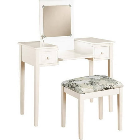 Linon Home Butterfly Vanity Set with Flip Top Mirror and Stool, Multiple Colors