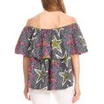 thumbnail image 2 of Sakkas Imani Colorful Wax African Ankara Dutch Off-shoulder Blouse Top Gorgeous - Black multi/stars - One Size Regular, 2 of 5