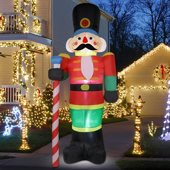 8Ft Christmas Inflatables Nutcracker Lighted Soldier Giant Decoration with Built in LED