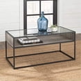 thumbnail image 1 of Walker Edison Jersey Urban Box Frame Glass Top Coffee Table - Grey Wash, 1 of 2