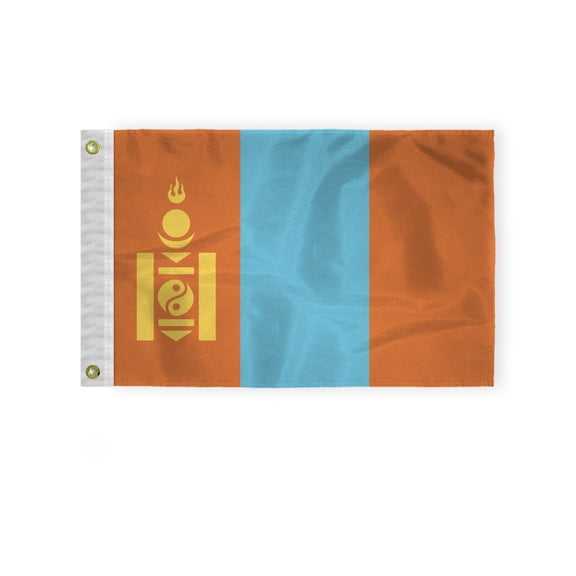 AGAS Mongolia Nautical Flag 12x18 inch Mini Mongolian National Flag Outdoor 200D Nylon Double Stitched Hem Rust Proof Brass Grommets Canvas Header Mongolian National Boat Flag