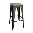thumbnail image 2 of AmeriHome Loft Rustic Gunmetal 30" Metal Bar Stool, with Wood Seat- 4- Piece, 2 of 5