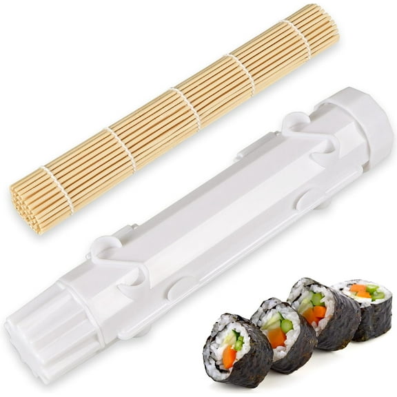 Sushi Bazooka Maker, Food Grade Plastic Sushi Roller Kit, Molds for Crafting with Rice,Vegetables,and Meat (White)