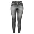 thumbnail image 4 of Women's High Waist Denim Look Jeggings, Stretchy Faux Jeans Leggings with Tummy Control, Skinny Fit Pull On Pants for Yoga Gym Workout Daily Wear Grey XXL, 4 of 4
