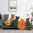 thumbnail image 5 of KLL Four Cats Watching Rain Print Fleece Throw Blanket, Horizontal Fleece Bedding Cute Soft Blankets Comfy Fleece Flannel Plush Home Decor for Couch & Bed -60"x50", 5 of 9