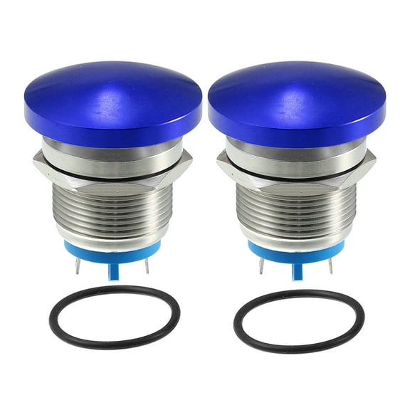 Unique Bargains Waterproof IP65 Momentary Push Button Switch for Car 19mm 3A 250V Push Button Switch Blue (Set of 2)
