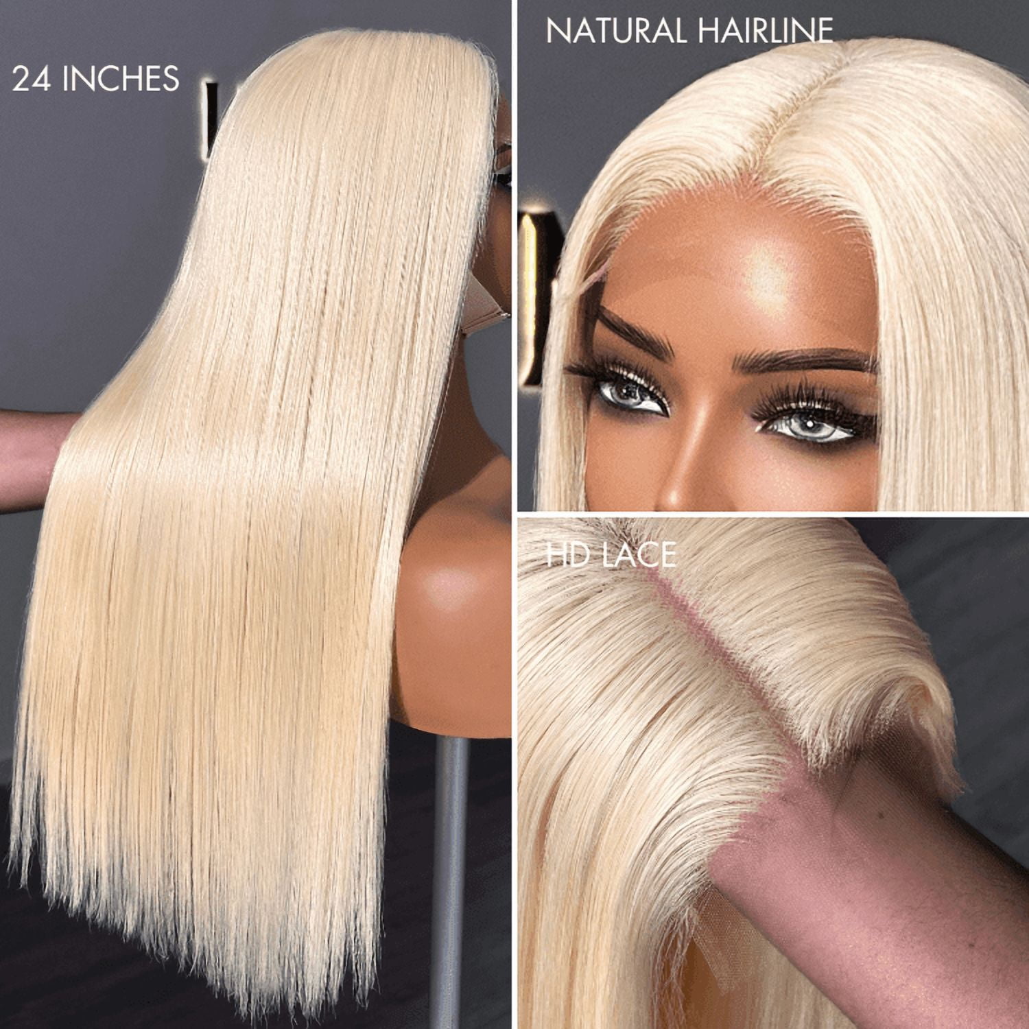 LUVME 16"PreMax Wigs 180% Density Easily Redyed 613 Silky Straight 5x5 Closure HD Lace Glueless Mid Part Long Wig Pre-cut & Plucked & Bleached for Women 1pc