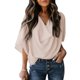 thumbnail image 1 of Tops fruncidos para mujer, cuello en V, manga corta de murciélago, blusa informal holgada de Color puro para mujer, para fiesta, oficina, viajes, albaricoque XXL, 1 of 6