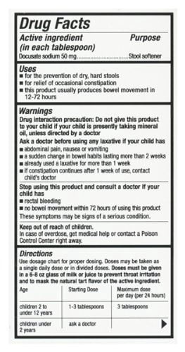 Pedia-Lax Liquid Stool Softener for Kids, Ages 2-11, Berry Flavor, 4 FL OZ