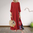 thumbnail image 1 of Vestido Mujer Casual Maxi Vestido Botón Decoración Algodón Lino Traje de vacaciones (Rojo XXL) Kuymtek Rojo T XXL para Mujer, 1 of 6