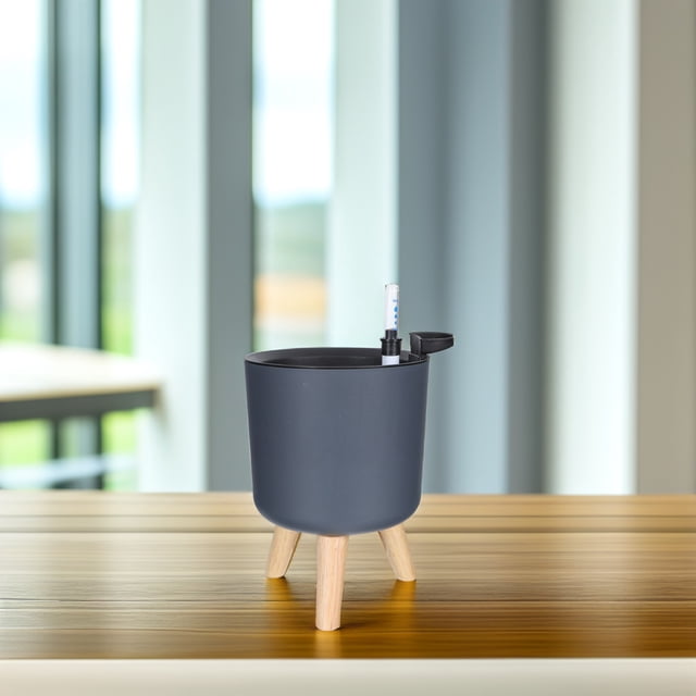 PTOOTP Self Watering Planters with Water Level Indicator 1Set Grey Plastic for Balcony and Indoor Plants
