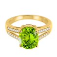 thumbnail image 3 of Mauli Jewels Rings for Women 2.52 Carat Oval Peridot and Diamond Ring 4-Prong 10K Yellow Gold, 3 of 6