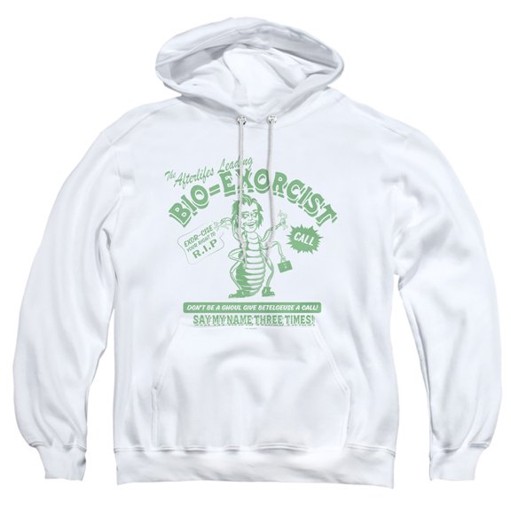 Beetlejuice Beetlejuice Bio Exorcist Adult Pull-Over Hoodie, White, Medium