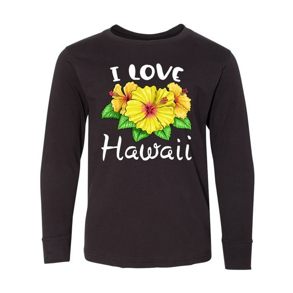 Inktastic I Love Hawaii Hibiscus Flowers Long Sleeve Youth T-Shirt