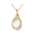 thumbnail image 1 of Collier Pendentif Goutte de Perles 7-8 mm en Or Jaune 14K de Culture d'Eau Douce avec Chaîne, 1 of 3