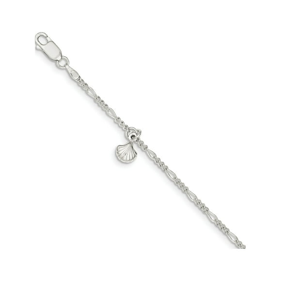 Coque Polie en Argent Sterling 925 avec 1po ext. Cheville