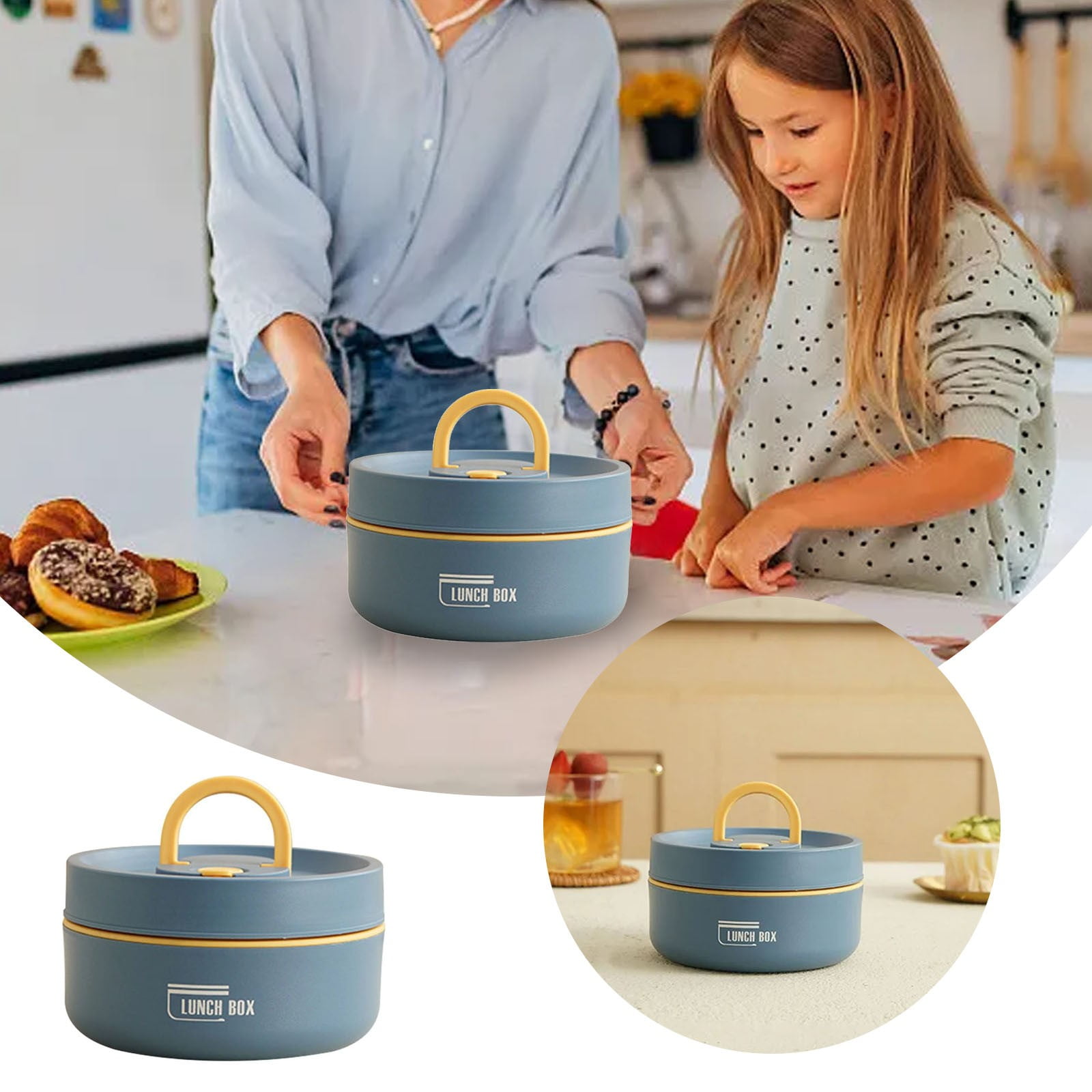 Godom Bento Lunch Box, Portable Insulated Lunch Container Set Stackable Stainless Steel Food Container With Thermal Bag