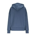 thumbnail image 4 of Htigea Womens Lace Up Hoodies Thin Fleece V-Neck Hooded Sweatshirts Casual Loose Fit Pullover Tunic Tops with Pocket Navy L, 4 of 6