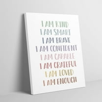 I Am Kind I Am Smart I Am Brave Affirmations Inspirational Quotes Canvas Wall Art Decorations Prints, Office Girls Bedroom Pictures 11x14 Inch Framed