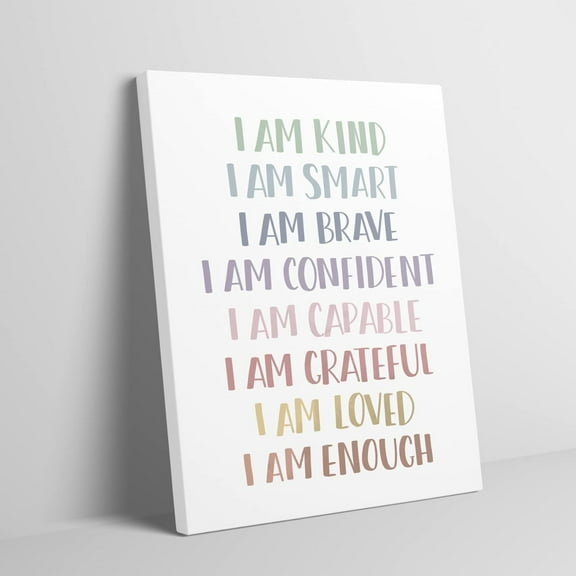 I Am Kind I Am Smart I Am Brave Affirmations Inspirational Quotes Canvas Wall Art Decorations Prints, Office Girls Bedroom Pictures 11x14 Inch Framed