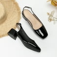 thumbnail image 2 of WZX Women's Ankle Strap Square Toe Slingback Patent Leather Chunky Low Heel Pumps Shoes 1.5 Inch, 2 of 6