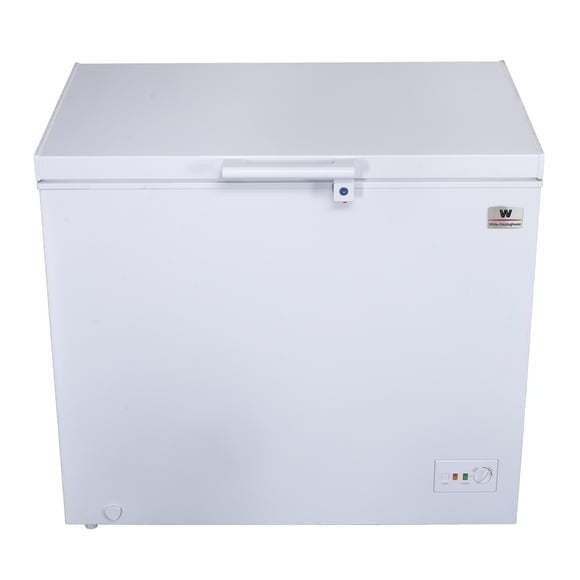 White Westinghouse Congelador 9 pies 251 Litros WWCCF89251LHWSD Inverter Control dual Condensador interno Canastilla Puertas deslizables Luz interior Ruedas