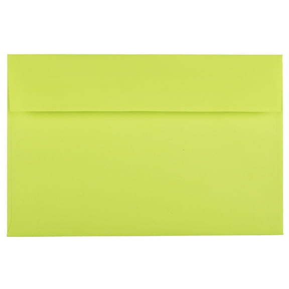 JAM Paper A9 Peel & Seal Envelopes, 5 3/4 x 8 3/4, Lime Green, 100/Pack