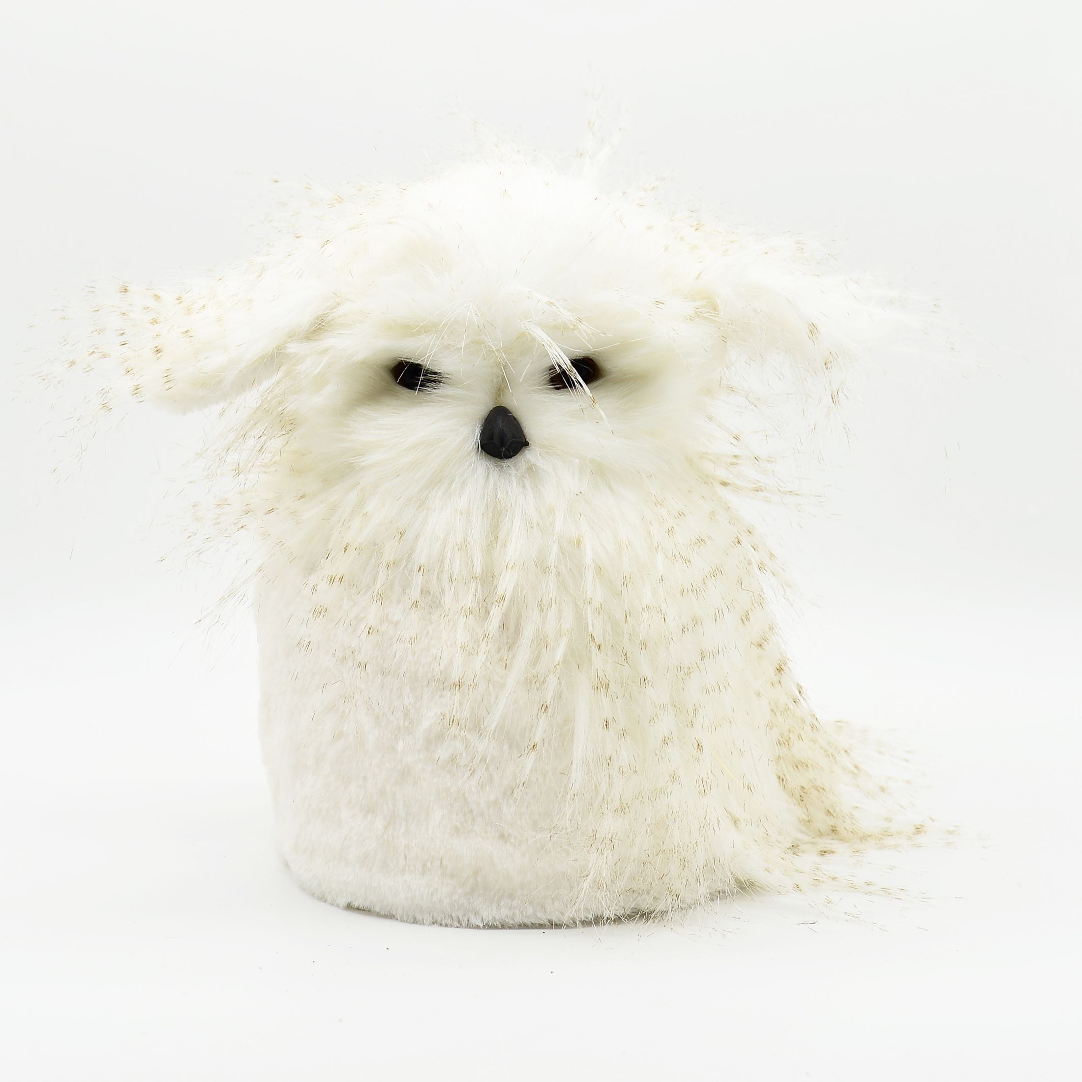 Holiday Time Fluffy White Owl Christmas Tree Topper, Family Mountain Home Figurine Ornament, 11.8''H