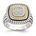 thumbnail image 1 of Sterling Silver Two Tone Silver And Gold Plated Sterling Silver w/Diamond Ring, 1 of 3