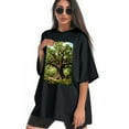 thumbnail image 3 of Plus Size Shirt for Women Black Tops for Women Short Sleeves Shirt for Women Tree T Shirt Oversized Shirt for Women S, 3 of 5