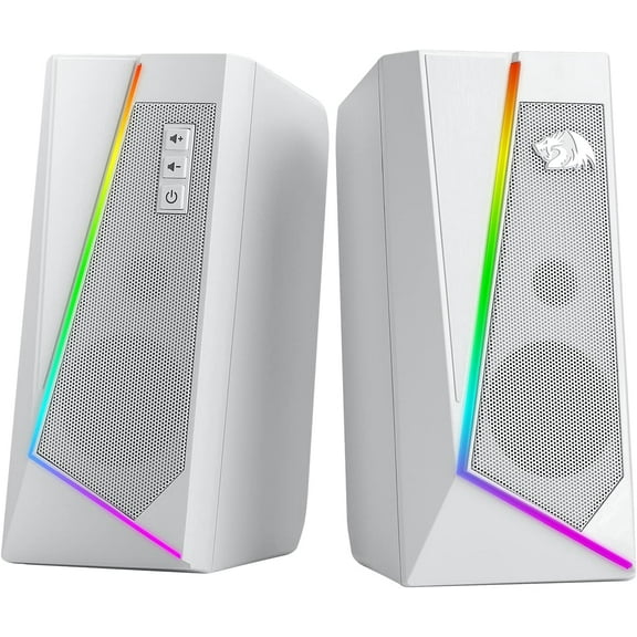 Redragon GS520 RGB Desktop Speakers, 2.0 Channel PC Computer Stereo Speaker with 6 Colorful LED