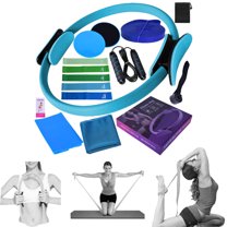 Meottam 12 in 1 Yoga Set with Back Cracker Roller & Deep Tissue Massage Yoga Blocks, Ring & Accessories for Stretching & Relief (Blue)