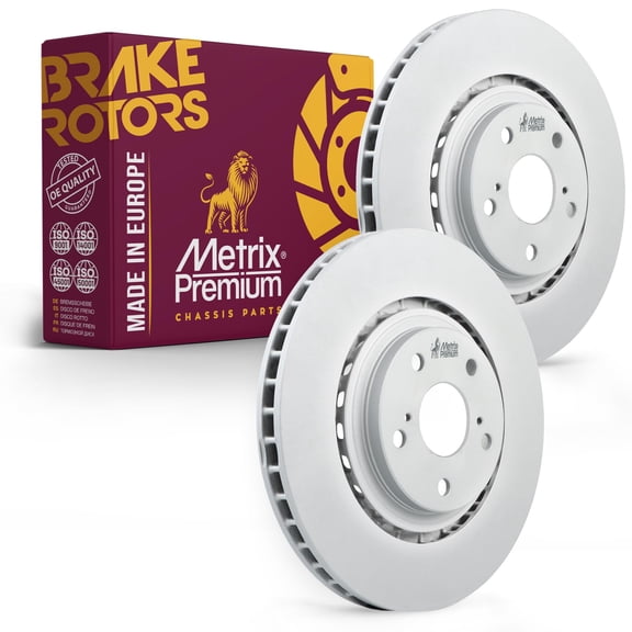 Metrix Premium Chassis Parts - 12.91 inch (328mm) 2 PC Front Coated Vented Disc Brake Rotor Fits 2008-2019 Toyota Highlander, 2010-2015 Lexus RX350, RX450h, 2011-20 Sienna, 15-17 NX200t, NX300h NX300
