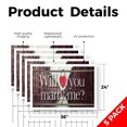 thumbnail image 2 of Will You Marry Me Yard Sign 5 Pack of 24 Inch x 36 Inch Single Sided Weatherproof Heavy-Duty Plastic with Stake | Romantic Messaging, Bold Display, Durable Design | Made in USA, 2 of 7