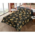 thumbnail image 4 of Ambesonne Flowers Fitted & Flat Sheet with Sham 3 Pcs Set, Earthy Black Floral Pattern, Twin, Black Dark Taupe Caramel, 4 of 5